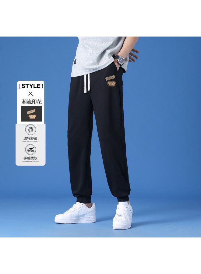 Baleno Men's Cuffed Pants - Early Autumn Lightweight Trendy Versatile Loose Drawstring Casual Knit Sweatpants Outdoor Sports Trousers - Image 2