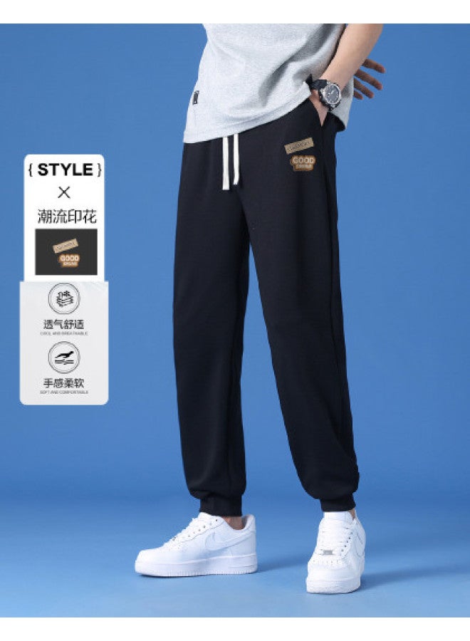 Baleno Men's Cuffed Pants - Early Autumn Lightweight Trendy Versatile Loose Drawstring Casual Knit Sweatpants Outdoor Sports Trousers - Image 1