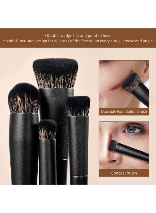 Jessup Makeup Brushes Set 14Pcs Black Kabuki Foundation Eyeshadow Contour Concealer Powder Eyeliner Crease Eyebrow Blending Brush, T336 - Image 2