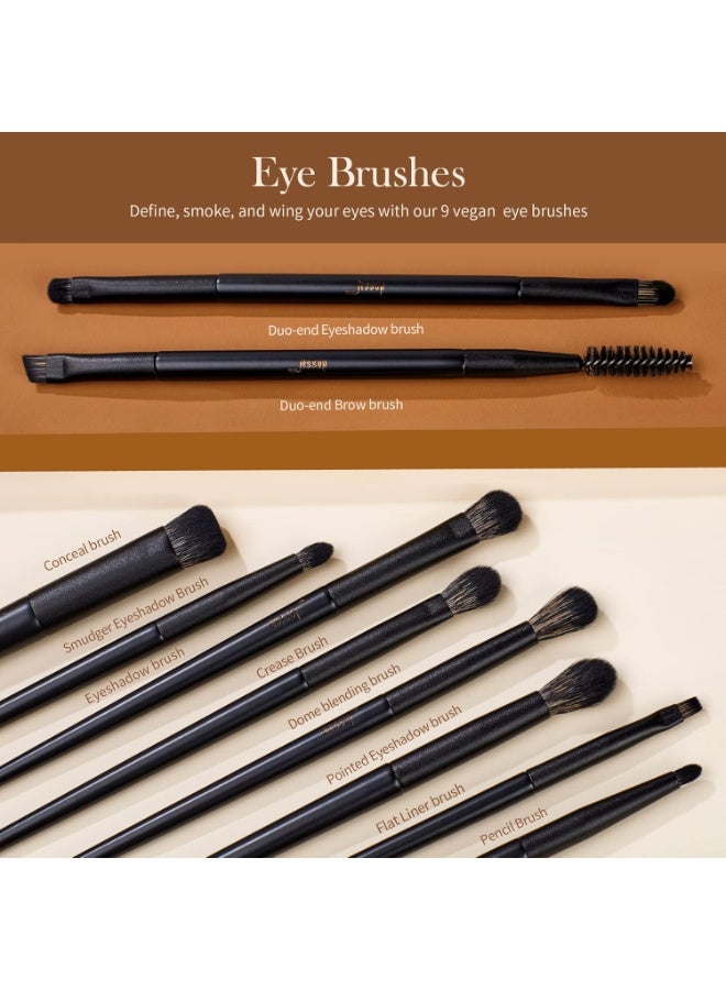 Jessup Makeup Brushes Set 14Pcs Black Kabuki Foundation Eyeshadow Contour Concealer Powder Eyeliner Crease Eyebrow Blending Brush, T336 - Image 4