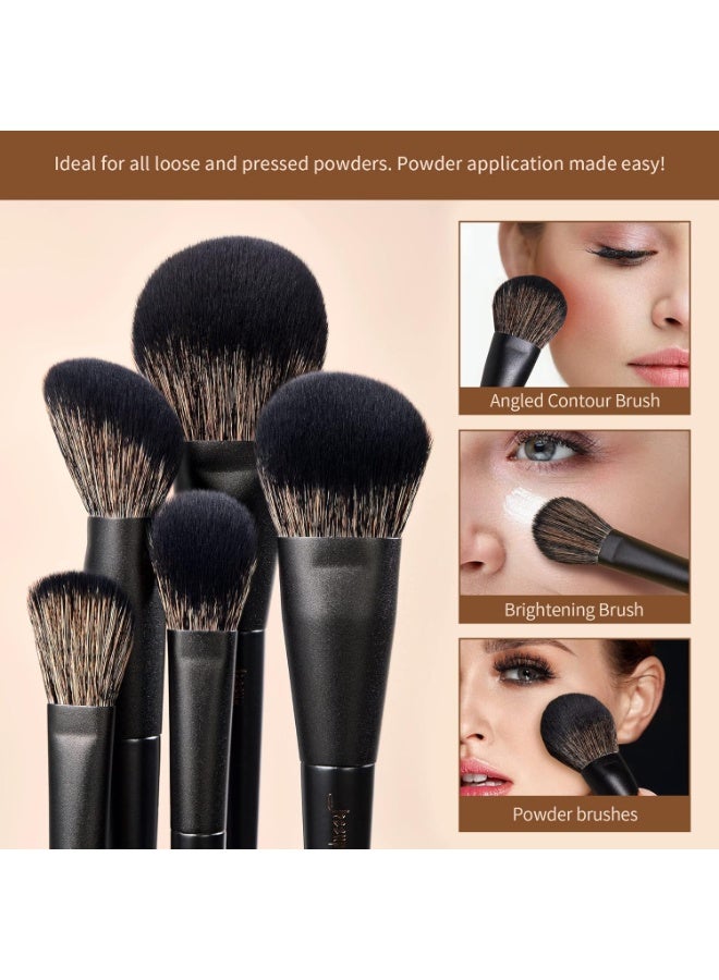 Jessup Makeup Brushes Set 14Pcs Black Kabuki Foundation Eyeshadow Contour Concealer Powder Eyeliner Crease Eyebrow Blending Brush, T336 - Image 3