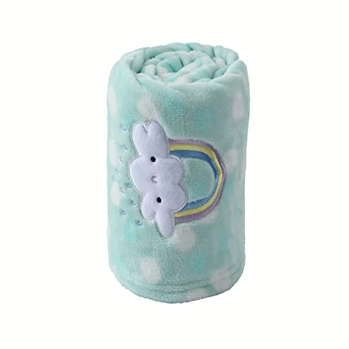 CREVENT 30X40 Lightweight Fuzzy Fluffy Warm Plush Baby Blanket for Infant Toddler Newborn Unisex Crib Cot Stroller Green Rainbow Unisex - Image 1