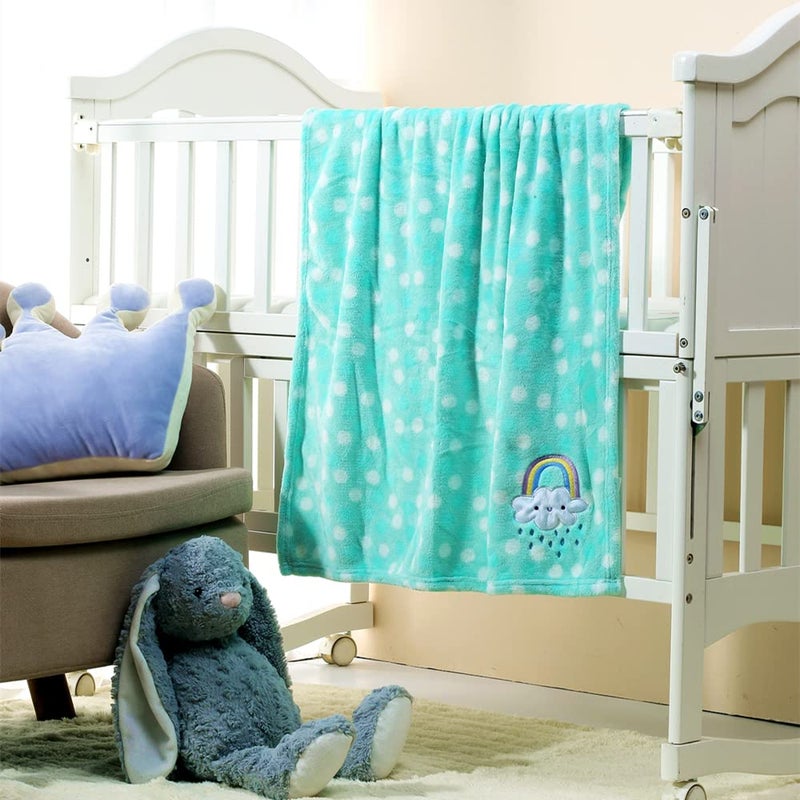 CREVENT 30X40 Lightweight Fuzzy Fluffy Warm Plush Baby Blanket for Infant Toddler Newborn Unisex Crib Cot Stroller Green Rainbow Unisex - Image 5