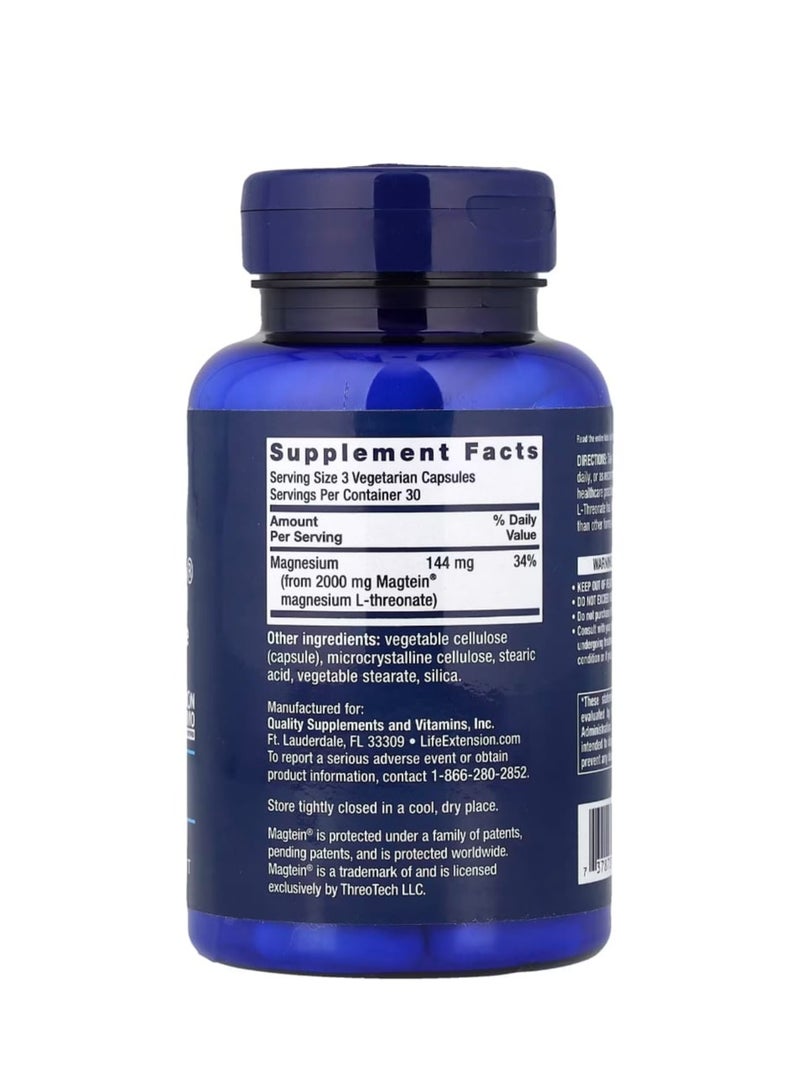 لايف إكستنشن نيورو-ماج مغنيسيوم إل-ثريونات 90 كبسولة نباتية (48 ملغ لكل كبسولة) - Image 2