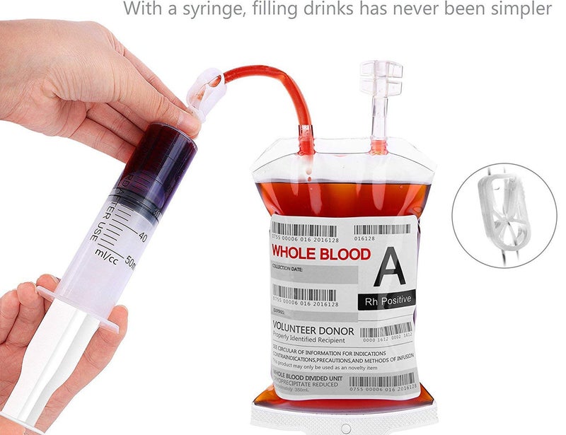 WYNK 20 Pack Halloween Decorations Blood Bag for Drink, 11.5 FL Oz Reusable Cups Containers, Live Blood of Theme Parties, Halloween/Vampire/Hospital Theme Party Favors, Nurse Graduation Party Props - Image 3