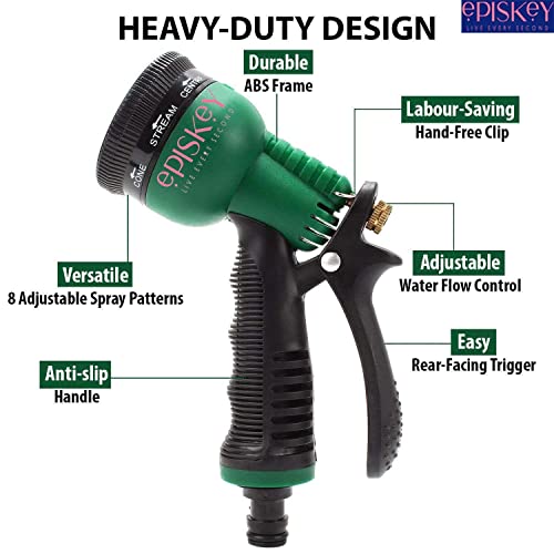 EPISKEY® Heavy Quality Expandable Garden Hose - Flexible Water Pipe with Double Latex Core, 8 Pattern Spray Gun, Braided Outer Layer - No Kink Hose (Size : 1/2 inch - Length:20M_GUN) - Image 3