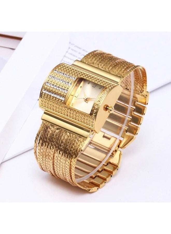 REOCLE - Women's Quartz Watch Diamond Watch Charm Bracelet Dress Wristwatch Fashion Jewelry Crystal Rhinestone Watch Versatile Diamond Watch - Image 1