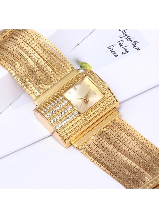 REOCLE - Women's Quartz Watch Diamond Watch Charm Bracelet Dress Wristwatch Fashion Jewelry Crystal Rhinestone Watch Versatile Diamond Watch - Image 1