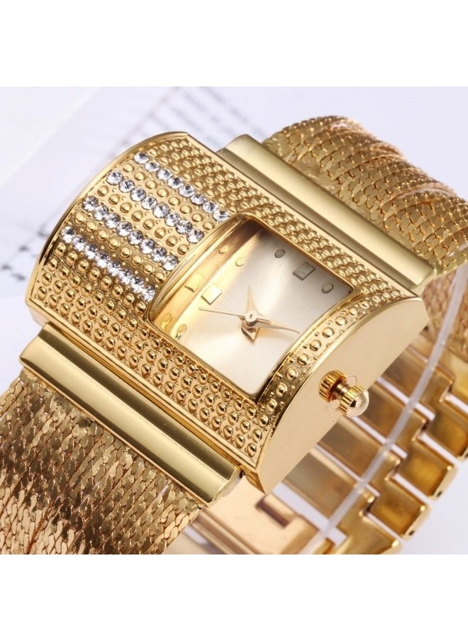 REOCLE - Women's Quartz Watch Diamond Watch Charm Bracelet Dress Wristwatch Fashion Jewelry Crystal Rhinestone Watch Versatile Diamond Watch - Image 1