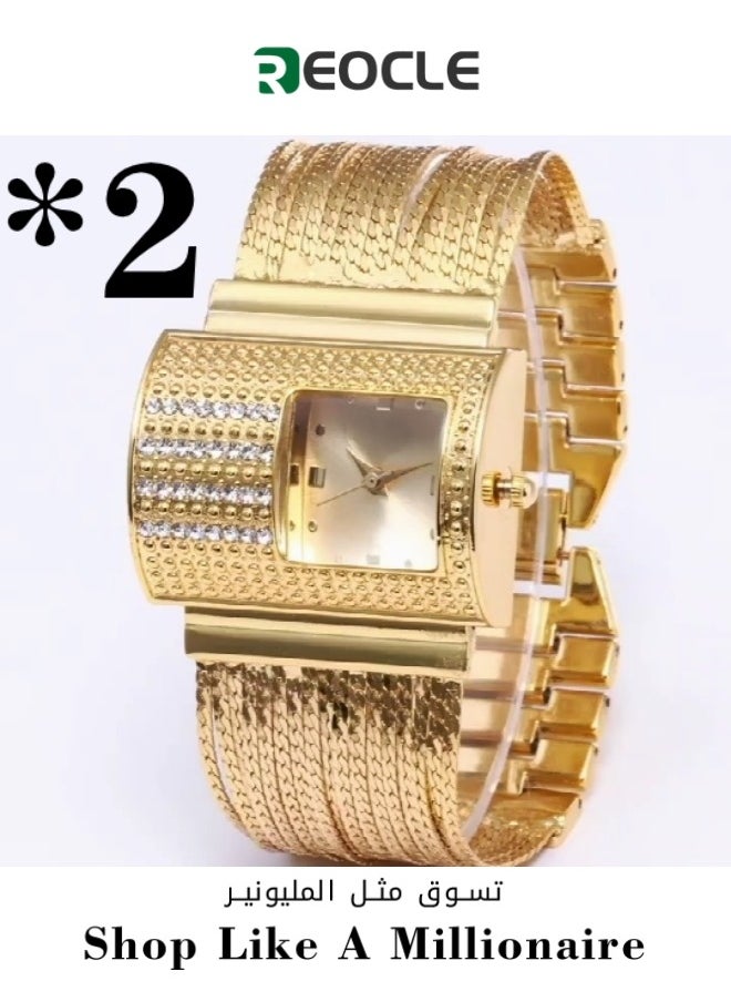 REOCLE - Women's Quartz Watch Diamond Watch Charm Bracelet Dress Wristwatch Fashion Jewelry Crystal Rhinestone Watch Versatile Diamond Watch - Image 1