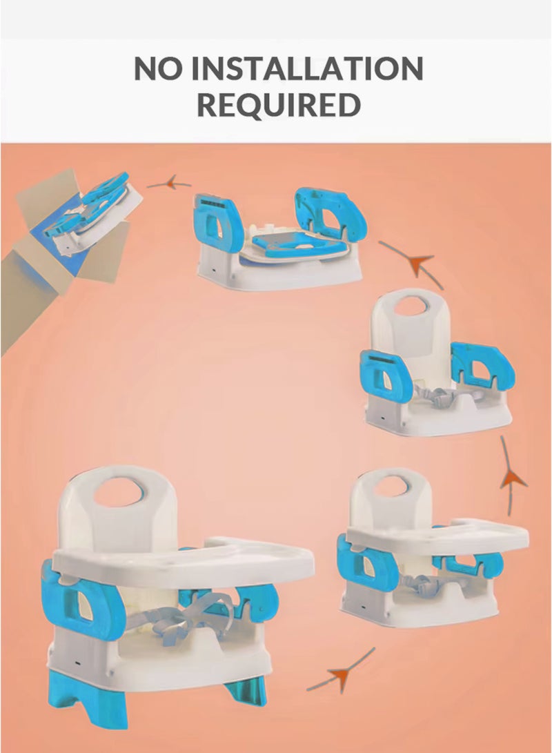 Toshionics 3-in-1 Convertible Baby Booster Feeding Chair For Infants with Removable Tray, High Chair and Floor Seat Modes Portable Children Dining Chair Foldable Toddler Seat with Safety Harness and Adjustable Straps Belt Travel-Friendly for Indoor & Outdoor Use 6–24 Months - Image 5