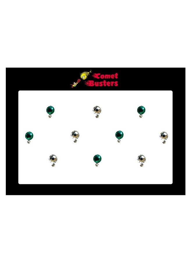 كوميت باسترز أحجار الراين الكريستالية من سواروفسكي باللونين الأخضر والفضي من كوميت باسترز (BIN544) (6 مم) - Image 3