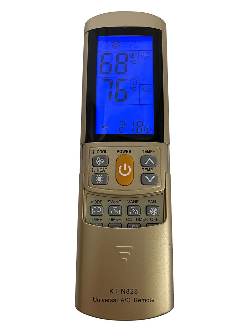 QUNDA GOLD COLOR AC Remote Control For Carrier, Trane, Toshiba, Sanyo, Mitsubishi, Fujitsu, Hitachi, Haier, LG, York, Midea, Panasonic, Sharp, Samsung, Kelon, Hyundai, Gree, Funai, Daikin, Rowa, Goldstar, - Image 1