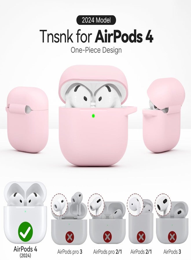TNSNK for AirPods 4 Case Cover (2024), Soft Silicone Protection Case, with Clean Kit & Keychain - [Support Wireless Charging] - (for AirPods 4 Case, 1A-L-Light Pink) - Image 3
