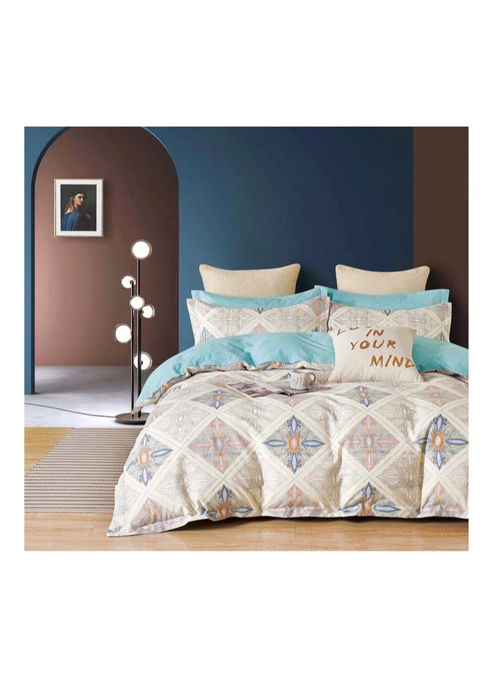 Super King Size Bed Sheet Set - 6-Piece Bedding Set Includes Duvet Cover, Fitted Sheet, and 4 Pillowcases - Soft, Durable, and Breathable Luxury for All Seasons in Elegant Set 220x240cm