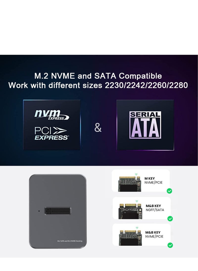 Captaintech M.2 to USB Docking Station, USB 3.1 Gen 2 10Gbps, High Speed M.2 to USB C Data Transfer External Hard Drive Enclosure, Base Case RTL9210B Chips for 2230/2242/2260/2280 SSD  - Image 3