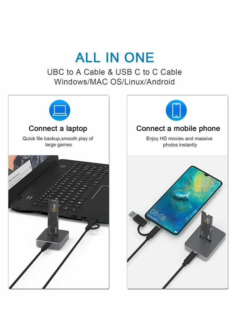 Captaintech M.2 to USB Docking Station, USB 3.1 Gen 2 10Gbps, High Speed M.2 to USB C Data Transfer External Hard Drive Enclosure, Base Case RTL9210B Chips for 2230/2242/2260/2280 SSD  - Image 4