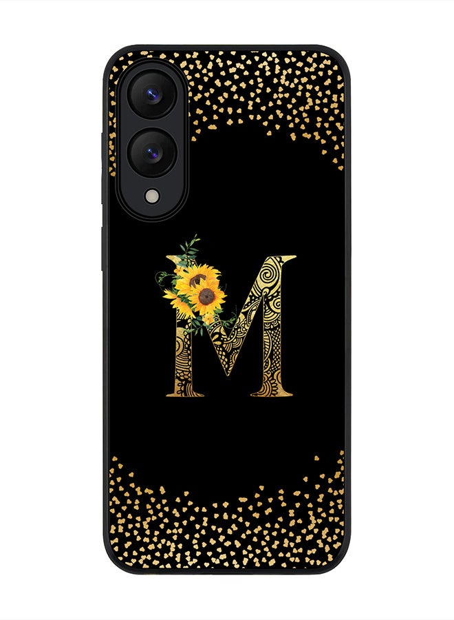 Stylizedd For Samsung Galaxy S25 Edge Case,Slim fit Camera Protection, Shockproof Thin Phone cover  - Custom Floral Monogram - M ( Black )
