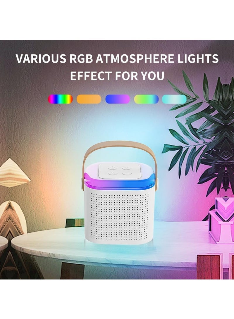 TIGER Portable Karaoke Machine with 2 Wireless Microphones – Mini Karaoke Machine with LED Lights, Bluetooth Speaker, TF Card Support, AUX Input for Kids and Adults – Perfect for Birthday Parties (White) - Image 5