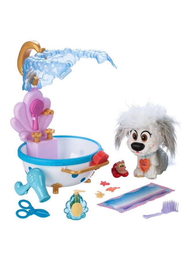 Disney store مجموعة ألعاب الحيوانات الأليفة الرسمية من ديزني - مجموعة حوض الاستحمام ماكس - مجموعات لعب ممتعة لألعاب الأميرات مثالية للأطفال الصغار - تأتي مع ماكس الذي يتغير لونه، وشخصية سيباستيان وفقاعات. - Image 1
