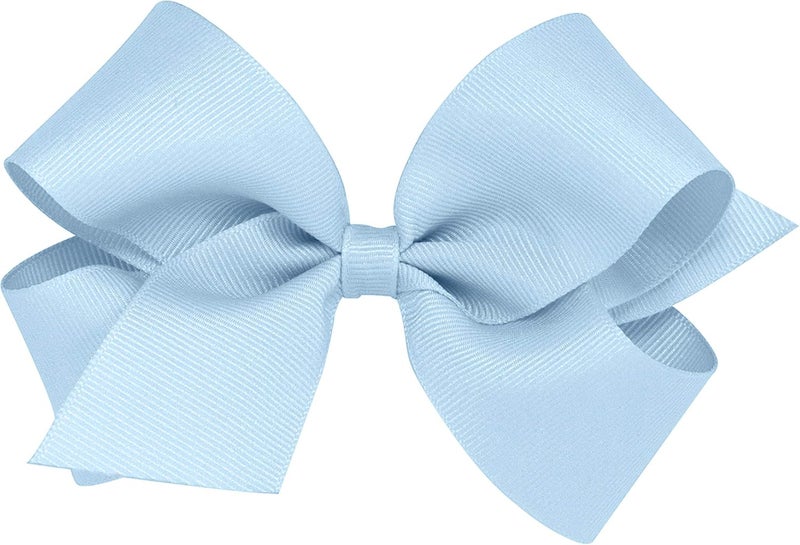 Wee Ones Girls' Classic Grosgrain Hair Bows on a WeeStay No-Slip Hair Clip, Handmade, Medium Sized Bow, Millennium Blue - Image 1
