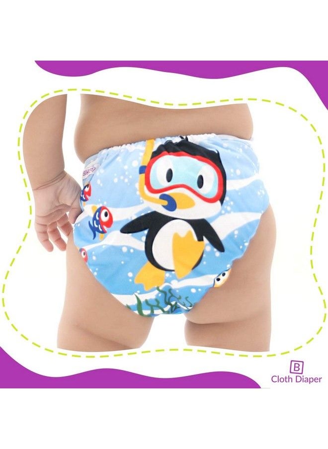 BEMBIKA Cloth Diapers For Babieswashable Reusable Cloth Diaper Ll Sizes Adjustable (2 Diapers Combo)(Driving Cat + Penguin)(02 Years)(No Inserts Included)  - Image 3