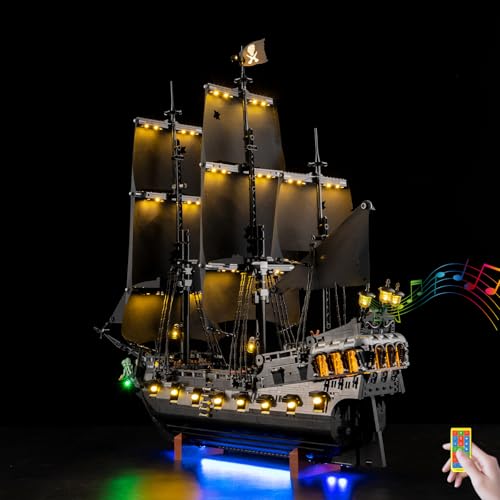 BrickSoul Light Kit Compatible with Lego Captain Jack Sparrows Pirate Ship 10365 Building Upgrade RC Adjustable Lighting Mode with Original Sound Lighting Accessories Not Included 10365 Model - Image 1