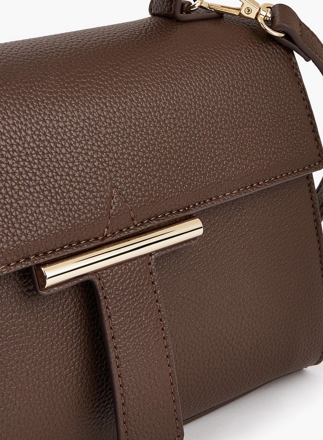 Flora Bella By Shoexpress Solid Satchel Bag with Detachable Strap and Flap Closure  - Image 4