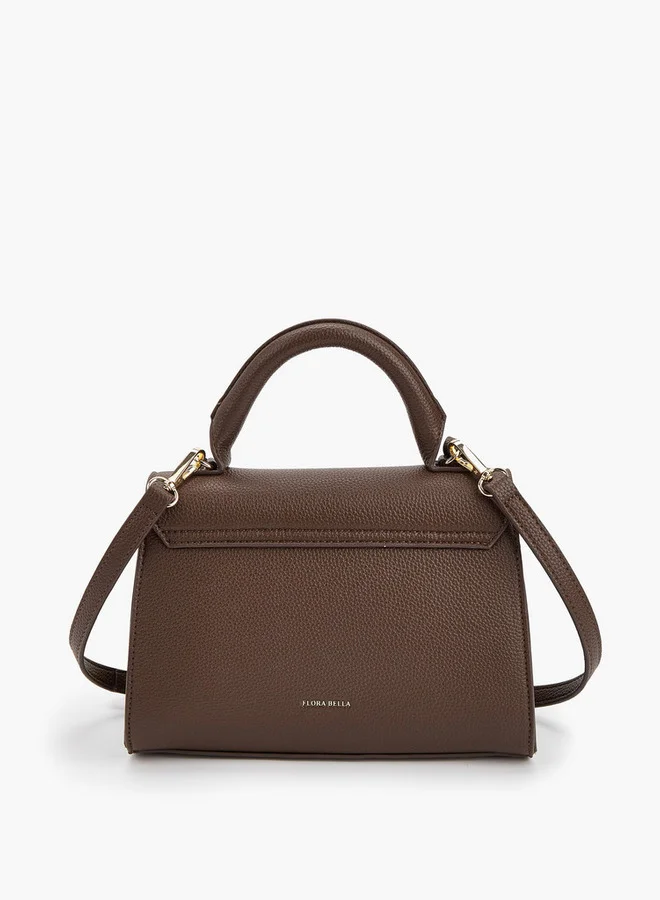 Flora Bella By Shoexpress Solid Satchel Bag with Detachable Strap and Flap Closure