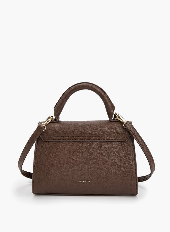 Flora Bella By Shoexpress Solid Satchel Bag with Detachable Strap and Flap Closure  - Image 2