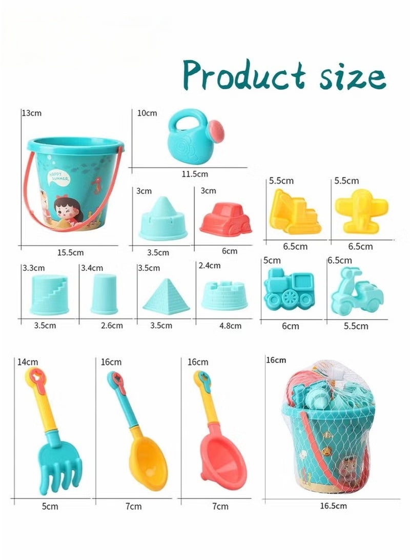 18 Pieces Beach Sand Toy Set,With Mesh Bag,Including Spoon,Jug,Bucket,Shaping Module,Shovel,Cartoon Outdoor Summer Toy Kit For Kids - Image 5