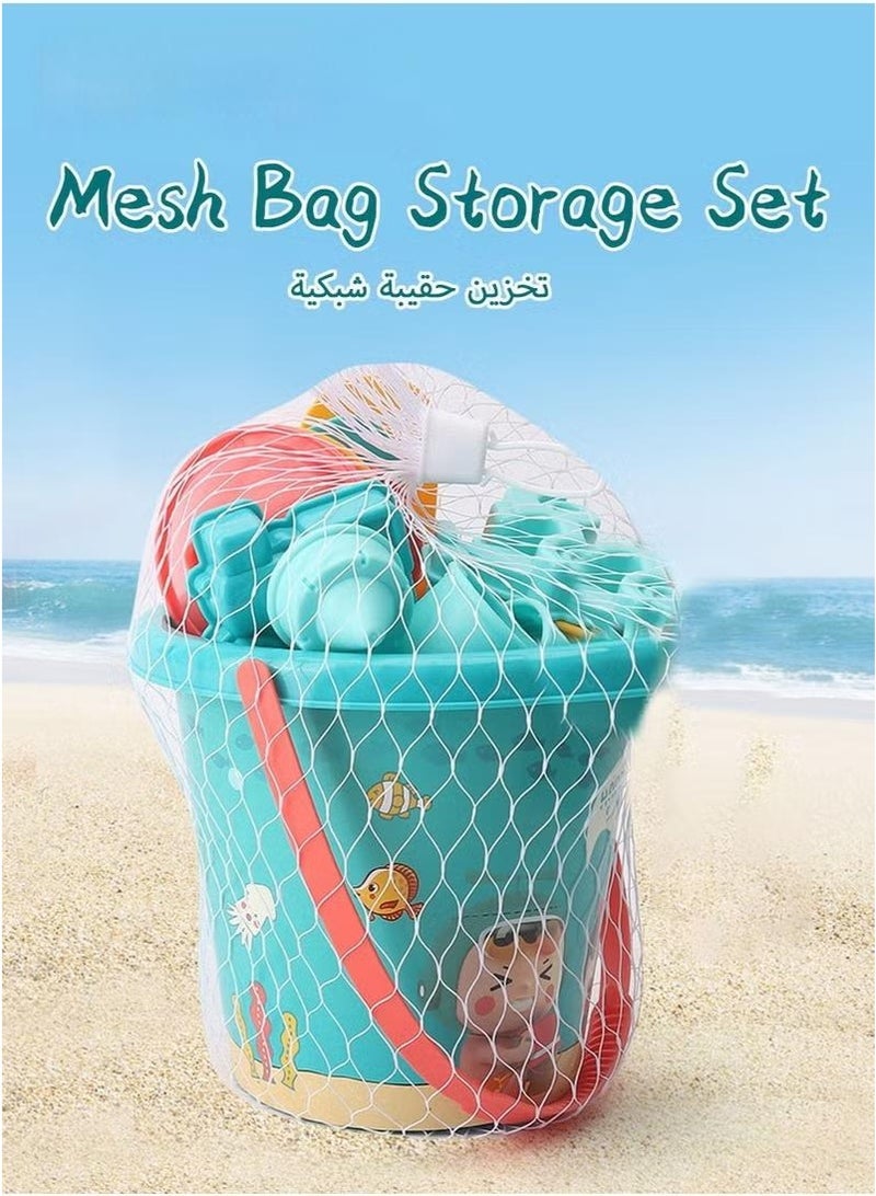 18 Pieces Beach Sand Toy Set,With Mesh Bag,Including Spoon,Jug,Bucket,Shaping Module,Shovel,Cartoon Outdoor Summer Toy Kit For Kids - Image 3