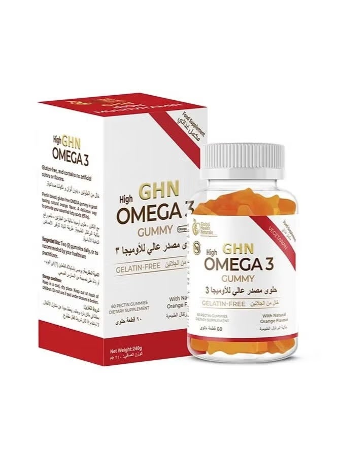 GHN Orange Flavored High Source Omega-3 Candy, 60 Pieces