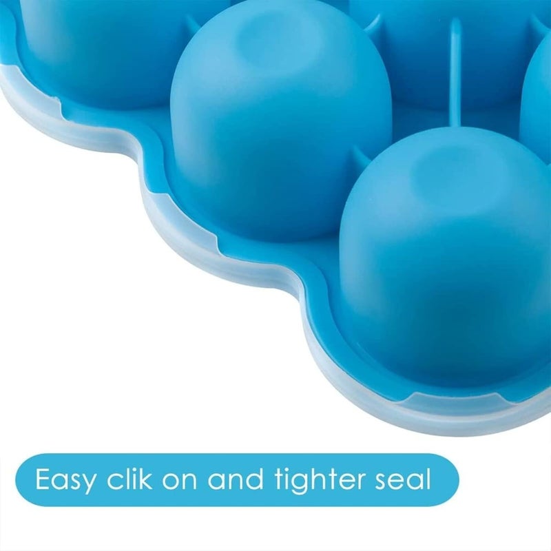 Samuelworld Baby Food Storage Container, 12 Portions x 2.5oz - BPA Free Silicone Freezer Tray with Clip-On Lid for Breast Milk Storage, Homemade Baby Food, Vegetable & Fruit Purees - Blue - Image 4