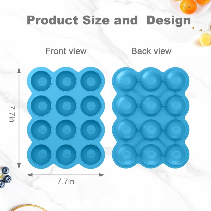 Samuelworld Baby Food Storage Container, 12 Portions x 2.5oz - BPA Free Silicone Freezer Tray with Clip-On Lid for Breast Milk Storage, Homemade Baby Food, Vegetable & Fruit Purees - Blue - Image 2