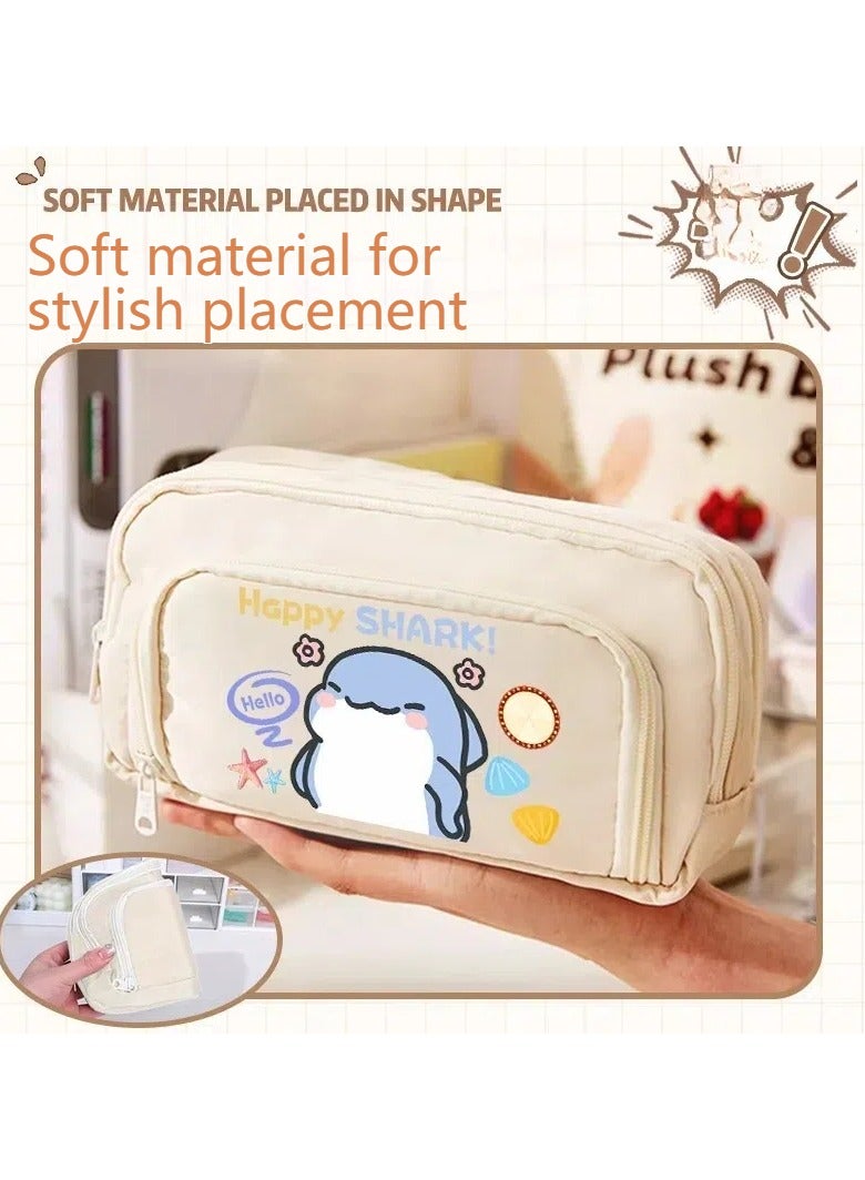 Loquat Cartoon stationery box, pencil case for primary school students junior high school students, large-capacity multifunctional pencil bag, cute pattern student stationery storage box - Image 2