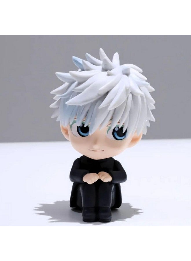 Blue Aura Jujutsu Kaisen Gojo Action Figure Height -8.5cm PVC Multicolour Collectible | Gojo No Mask Sitting Mini - Image 1