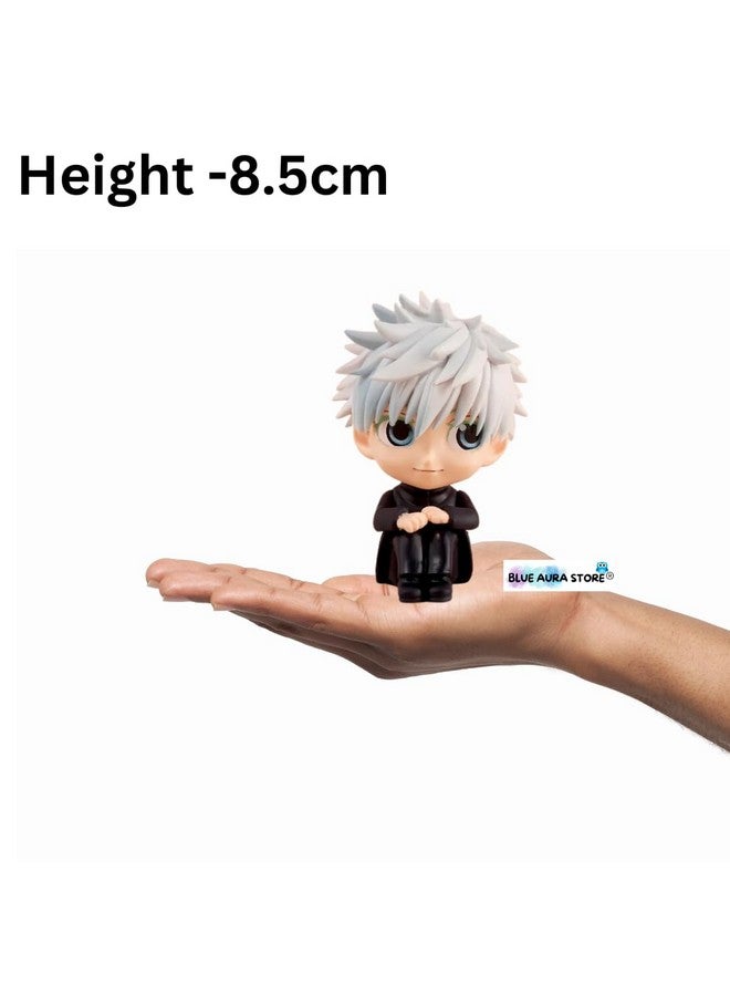 Blue Aura Jujutsu Kaisen Gojo Action Figure Height -8.5cm PVC Multicolour Collectible | Gojo No Mask Sitting Mini - Image 2