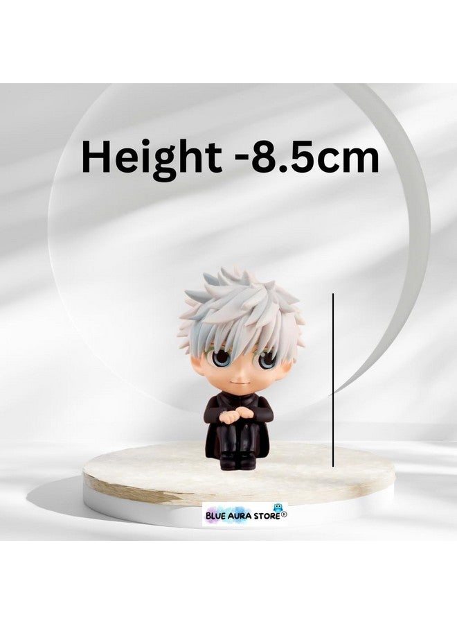 Blue Aura Jujutsu Kaisen Gojo Action Figure Height -8.5cm PVC Multicolour Collectible | Gojo No Mask Sitting Mini - Image 4