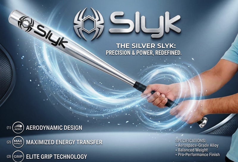 Slyk Professional Aluminium Baseball Bat 34 inch, Aluminium Alloy 2.5" Barrel Baseball Stick for Batting Practice and Home Security (34" - MID Weight, Silver) - Image 3