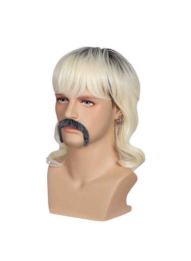 ColorGround Dark Root Wig With 6 Earrings And Mustache For Men - Image 5