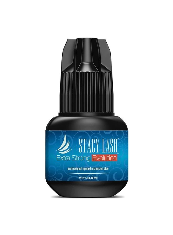 Stacy Lash Extra Strong Evolution Eyelash Extension Glue Stacy Lash (0.17fl.oz / 5ml) / 1-2 Sec Drying time/Retention – 8 Weeks/Maximum Bonding/Professional Supplies/Black Adhesive/Semi-Permanent Extensions - Image 1