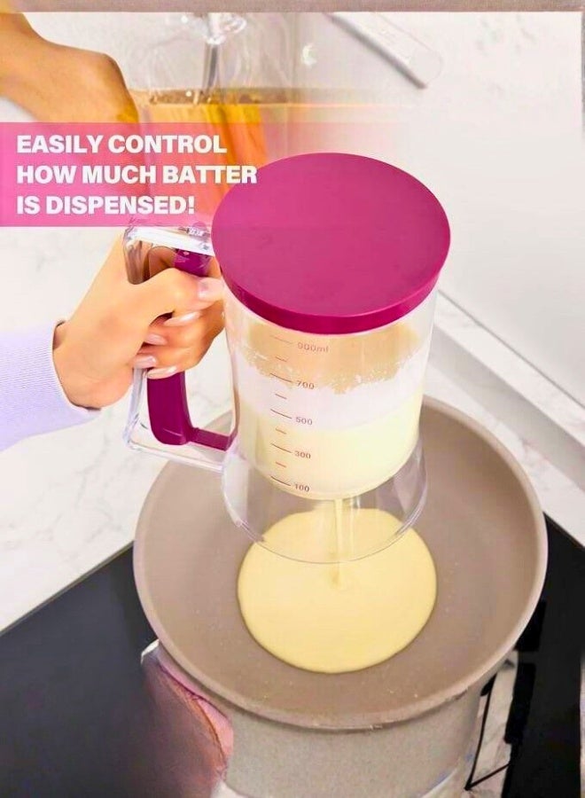 تريدجيت موزع عجين البان كيك الدقيق مع زناد سهل الإمساك - فاصل عجين يدوي مانع للتنقيط	أداة صب عجين الكب كيك والكريب الاحترافية لمطبخ نظيف ومنظم - Image 2