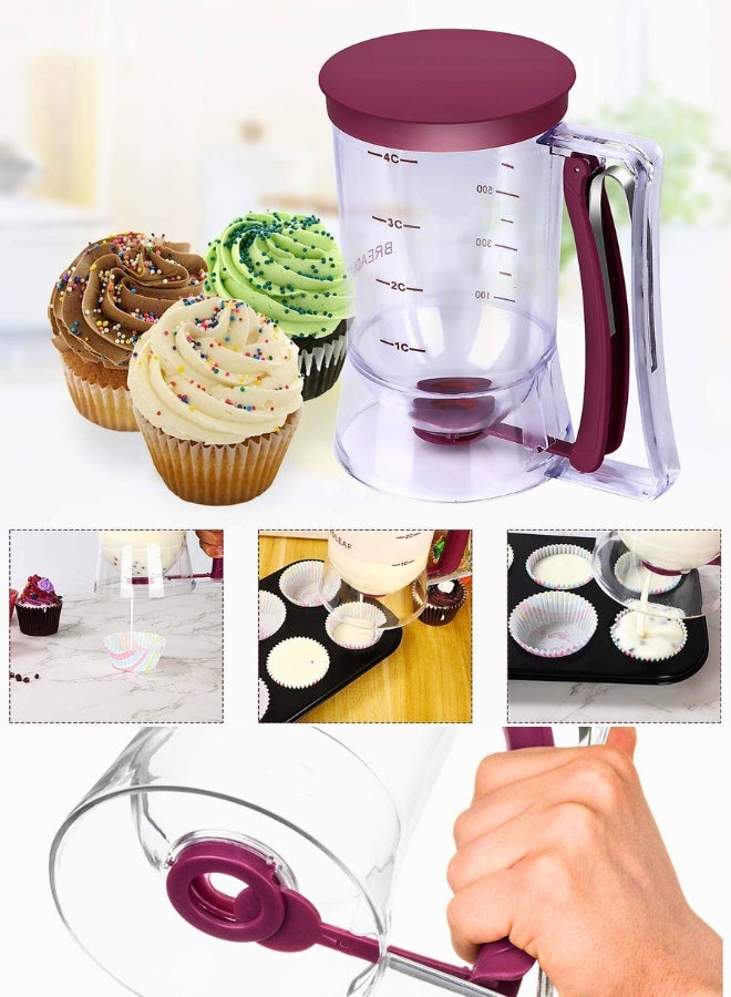 تريدجيت موزع عجين البان كيك الدقيق مع زناد سهل الإمساك - فاصل عجين يدوي مانع للتنقيط	أداة صب عجين الكب كيك والكريب الاحترافية لمطبخ نظيف ومنظم - Image 3