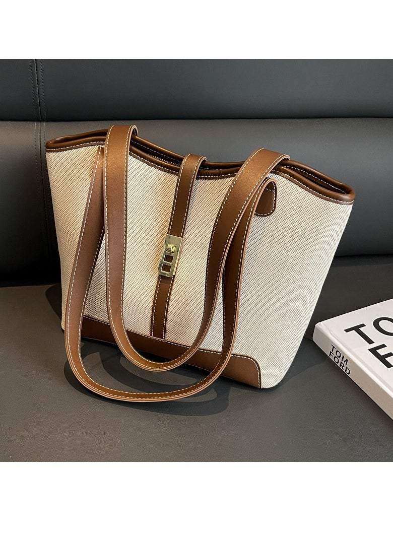 Generic Women's Shoulder Tote Bag Faux Leather Handbag For Women Large Capacity Bucket Bag Fashionable Travel Messenger Shoulder Bag for Ladies Girls College Students  - Image 1