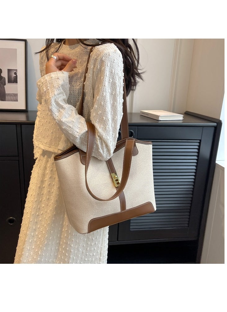 Generic Women's Shoulder Tote Bag Faux Leather Handbag For Women Large Capacity Bucket Bag Fashionable Travel Messenger Shoulder Bag for Ladies Girls College Students  - Image 4