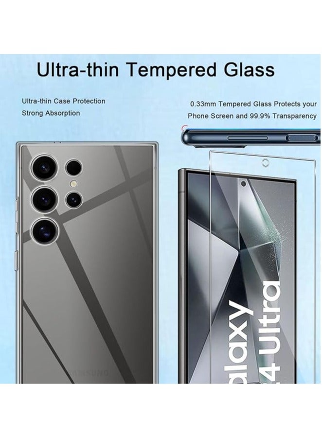 Samsung Galaxy S24 Ultra Tempered Glass Case 【2-Pack】, Silicone Protective Film, Bubble-Free Tempered Glass Film, Anti-Scratch Screen Protector 9H Hardness Protective Glass - Image 3