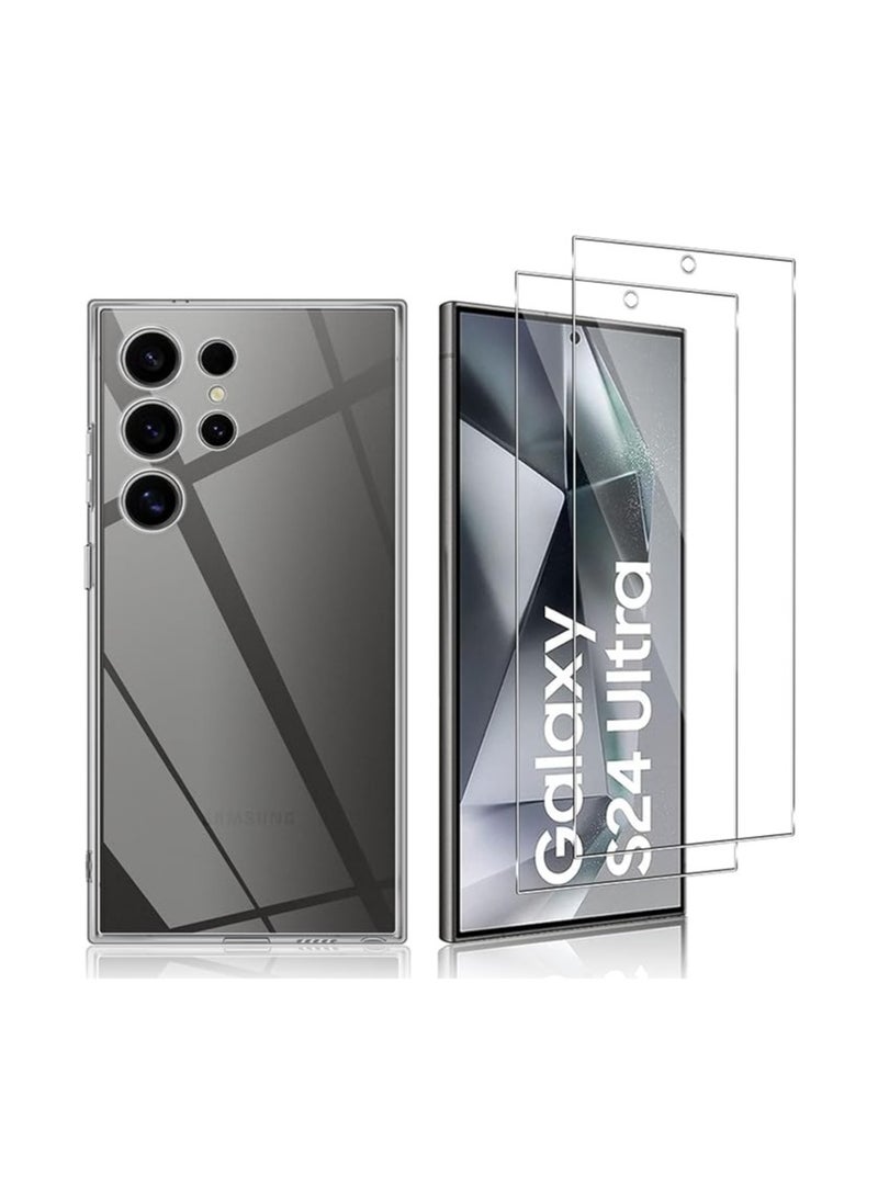 Samsung Galaxy S24 Ultra Tempered Glass Case 【2-Pack】, Silicone Protective Film, Bubble-Free Tempered Glass Film, Anti-Scratch Screen Protector 9H Hardness Protective Glass - Image 1