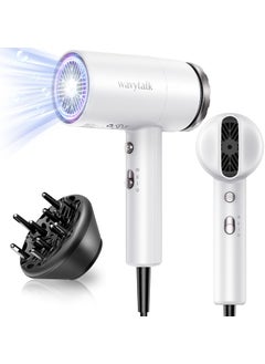 wavytalk Wavytalk Hair Dryer with Diffuser 1875W Ionic Blow Dryer for Fast Drying with Concentrator Lightweight White 