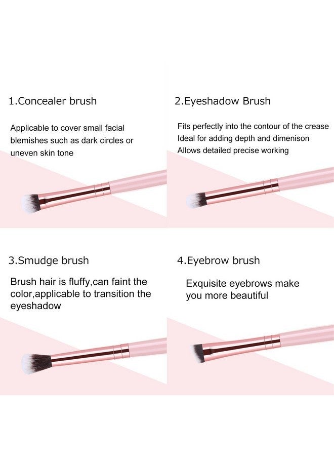 MSQ Eyeshadow Brushes Set 4Pcs Makeup Eye Brushes Eyeshadow Blending Brush Eyebrow Highlighter Brush Beauty Brushes,Pink - Image 2
